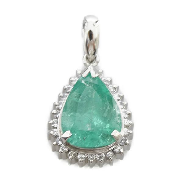 Pt900 プラチナ エメラルド2.93ct ダイヤ0.23ct ペンダント