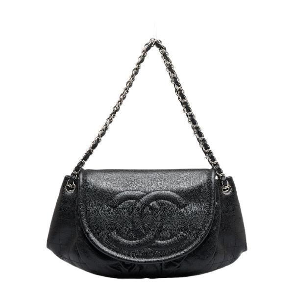 シャネル ココマーク ハーフムーン チェーンショルダーバッグ キャビアスキン レディース CHANEL 【1-0110023】 CHANEL（シャネル） ココマーク ハーフムーン チェーンショルダー