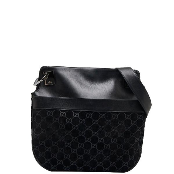 美品GUCCI GG柄 ショルダーバッグ スエード×レザー GUCCI グッチ GG柄 斜め掛け ショルダーバッグ 001 3307 ブラック