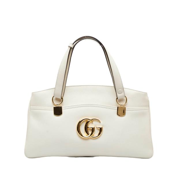 GUCCI グッチ　GG柄型押し　ハンドバッグ　シマラインレザー　オフホワイト GUCCI（グッチ） GGマーモント アリー ラージ ハンドバッグ ショルダー