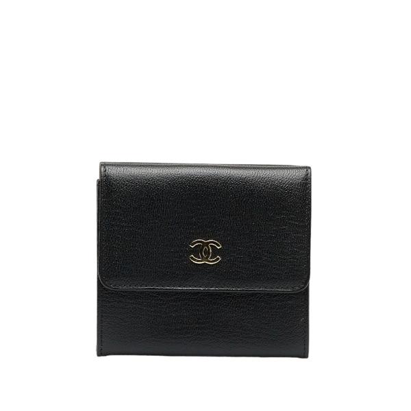 CHANEL（シャネル） ココマーク 三つ折り財布 A13456 ブラック カーフ