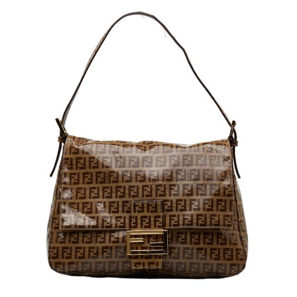 美品 フェンディ マンマバケット ショルダーバッグ ズッキーノ FF レザー FENDI フェンディ ズッキーノ マンマバケット ショルダーバッグ ワン