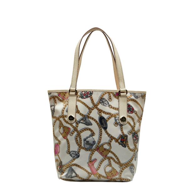 GUCCI ワンショルダーバッグホワイト 総柄チェーンチャーム柄 GUCCI ワンショルダーバッグホワイト 総柄チェーンチャーム柄