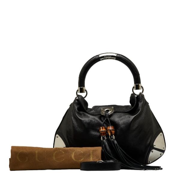 正規店購入　GUCCI グッチ バンブー タッセルインディ バッグ 本革　美品 GUCCI グッチ インディ バンブー タッセル ハンドバッグ