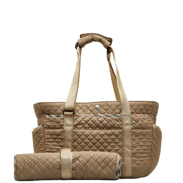 美品　BURBERRY　バーバリー トートバッグ　 ナイロン　ベージュ BURBERRY バーバリー ノバチェック キルティング トートバッグ
