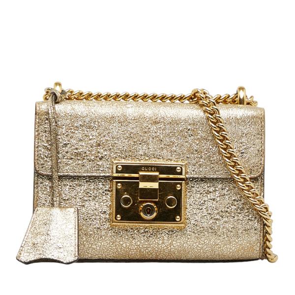 【稀少】GUCCI オールドグッチ ショルダーバッグ チェーン 金プレート GUCCI（グッチ） チェーン ショルダーバッグ 409487 ゴールド レザー