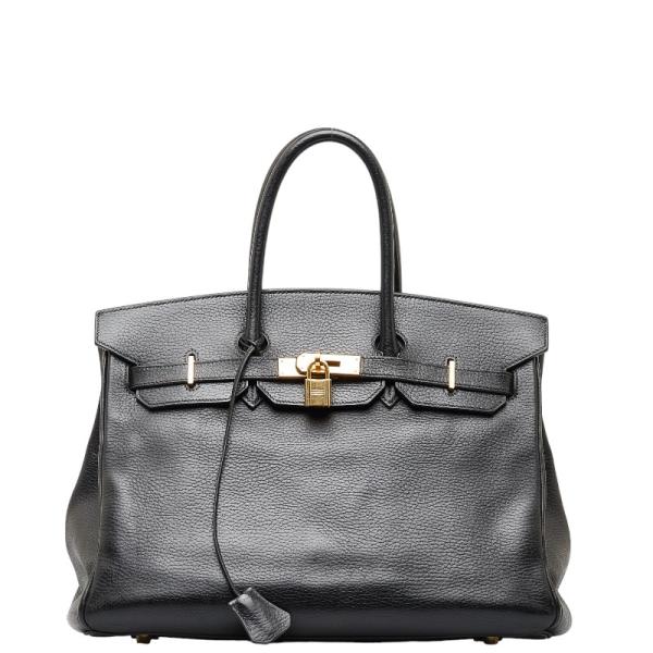 HERMES エルメス バーキン35 ハンドバッグ ブラック アルデンヌ 