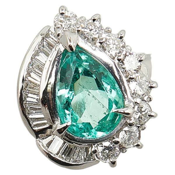 pt900 リング Pt900 プラチナ エメラルド1.48ct ダイヤ0.59ct 雫 モチーフ