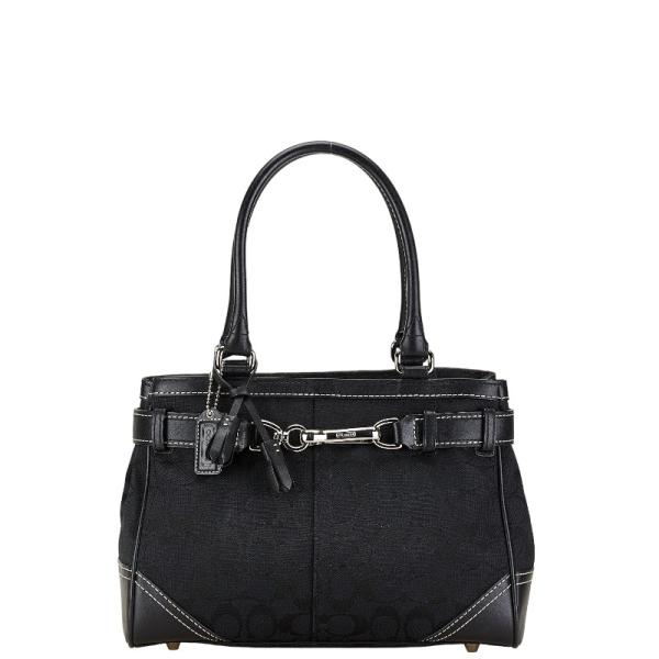 コーチシグネチャーハンドバッグレザー黒 COACH コーチ シグネチャー ハンドバッグ 8K06 ブラック