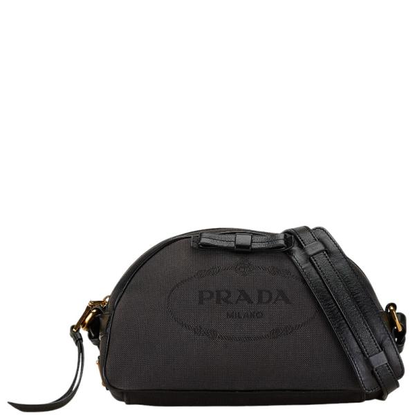 『USED』 PRADA【プラダ】 ロゴジャガード ショルダーバッグ キャンバス レディース PRADA（プラダ） ロゴジャガード ショルダーバッグ ブラック