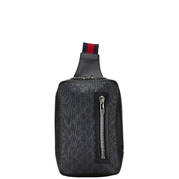 【美品】グッチ GGキャンバス ボディバッグ ウエストバッグ ブラック ginzaparis2_1-0166339