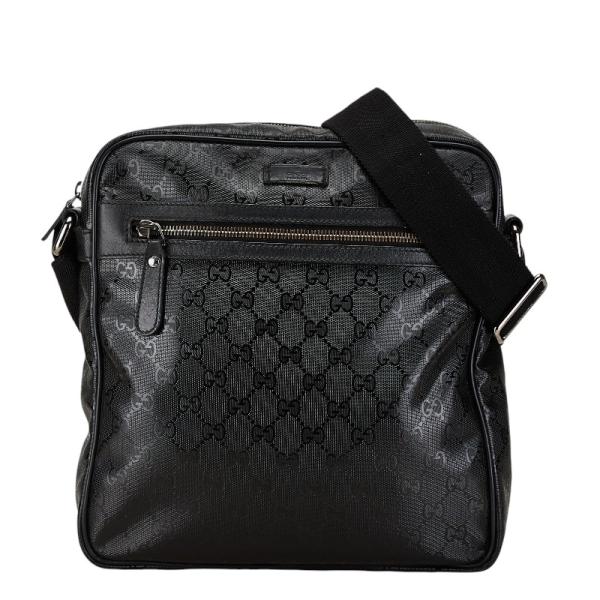 GUCCI グッチ GGインプリメ ショルダーバッグ ポシェット 斜め掛け PVC レザー 黒 ブラック 201448 GUCCI（グッチ） GGインプリメ ポシェット 斜めがけ ショルダーバッグ