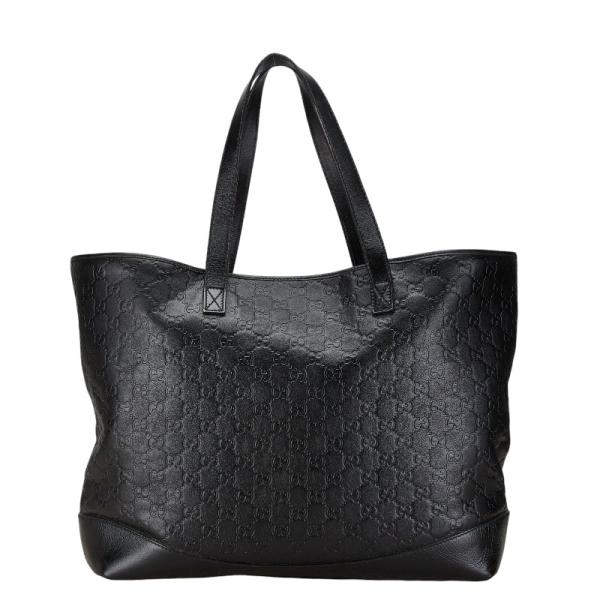 GUCCI ブラック レザートートバッグ ビジネスバッグ GUCCI （美品）グッチ GGエンボスレザー トートバッグ 黒