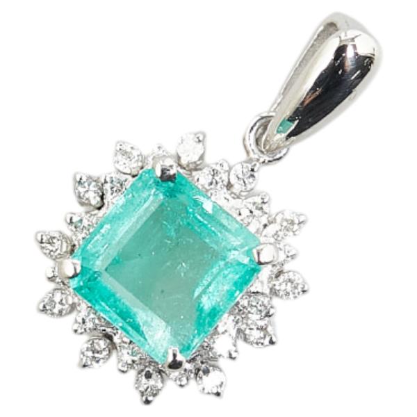 Pt900 プラチナ エメラルド1.27ct ダイヤ0.16ct ペンダントトップ  