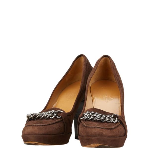 HERMES エルメス パンプス サイズ：36 ブラウン シルバー スウェード  