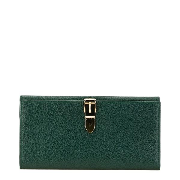 GUCCI　グッチ ダークグリーン 金具ベルト レザー 二つ折り財布 ginzaparis2_1-0171710