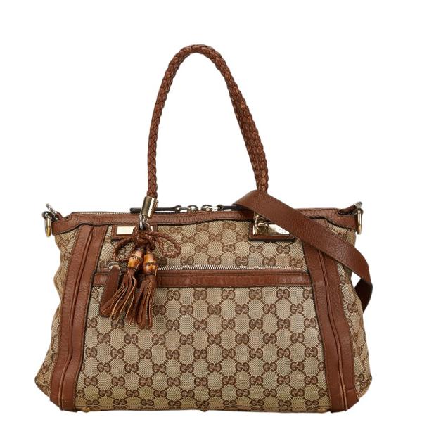 N2213 美品!! グッチ バンブー GGキャンバス ハンド・ショルダー N2213 美品!! グッチ バンブー GGキャンバス ハンド・ショルダー