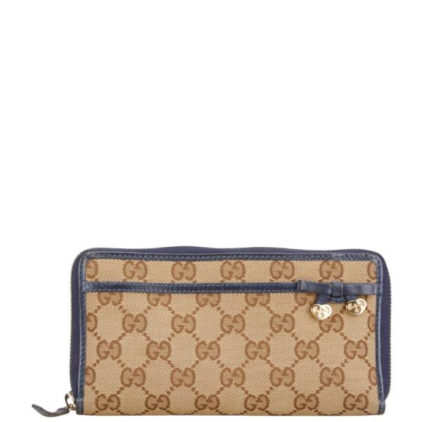 GUCCI グッチ GGキャンバス リボン ハート インターロッキングG 長財布