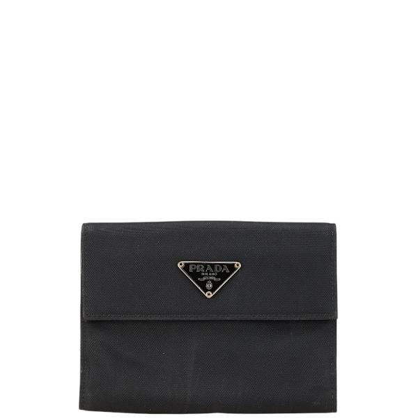 PRADA（プラダ） 三角ロゴプレート 二つ折り財布 ブラック ナイロン
