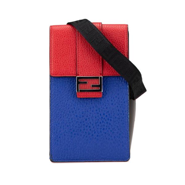 フェンディ ショルダーバッグ フォンホルダー 7AS120 レッド ブルー レザー レディース FENDI 【中古】 FENDI（フェンディ） ショルダーバッグ フォンホルダー 7AS120 レッド