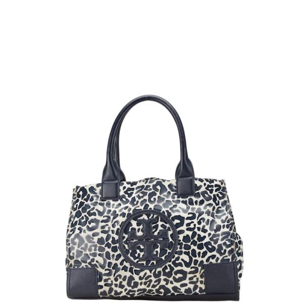 トリーバーチ ロゴ レオパード トートバッグ ネイビー ホワイト PVC レザー レディース Tory Burch 【中古】 ginzaparis2_1-0191382