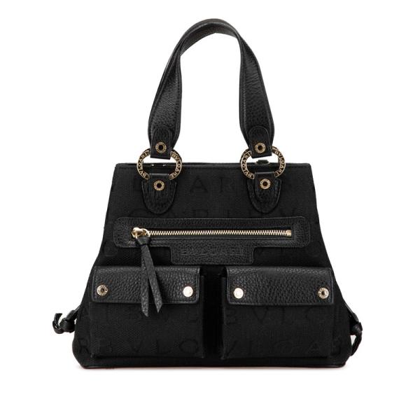 BVLGARI（ブルガリ） モノグラム ロゴマニア ハンドバッグ ブラック  