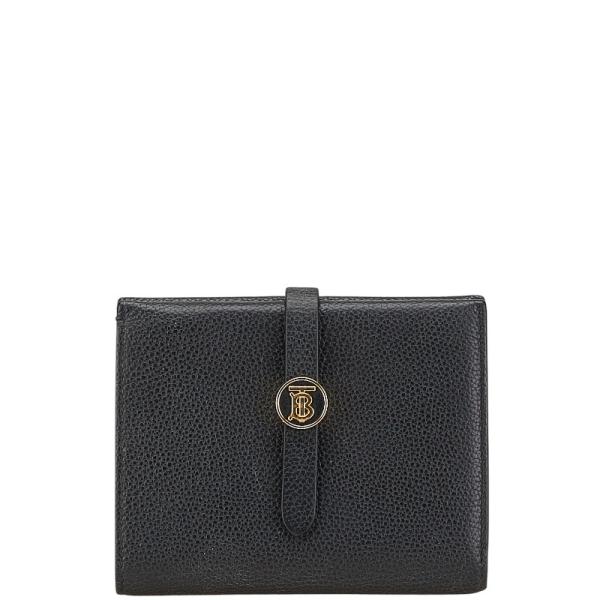 BURBERRY（バーバリー） TBロゴ 二つ折り財布 ブラック レザー
