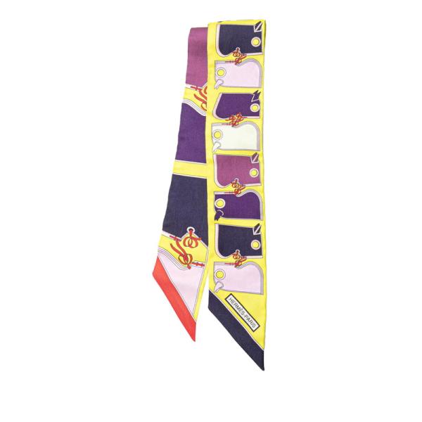 エルメス ツイリー Camails カマイユ スカーフ イエロー パープル マルチカラー シルク レディース HERMES 【中古】 HERMES（エルメス） ツイリー Camails カマイユ スカーフ イエロー