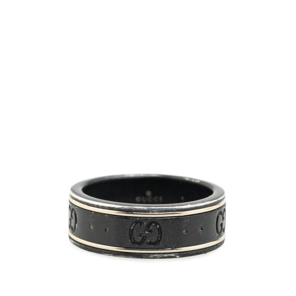GUCCI アイコンリング ブラック 13号 GUCCI グッチ GGアイコン リング 指輪 #13 ブラック シルバー