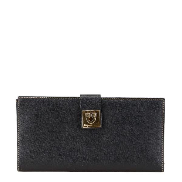 新品未使用品　箱付き　Salvatore Ferragamo 長財布　ガンチーニ サルヴァトーレフェラガモ ガンチーニ 長財布 IY-22 1283 ブラック