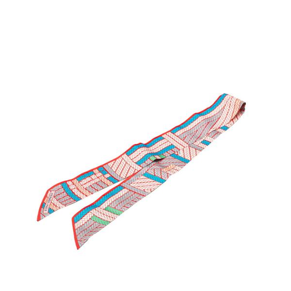 エルメス ツイリー Tresses H トレッセH スカーフ オレンジ マルチカラー シルク レディース HERMES 【中古】 HERMES（エルメス） ツイリー Tresses H トレッセH スカーフ オレンジ