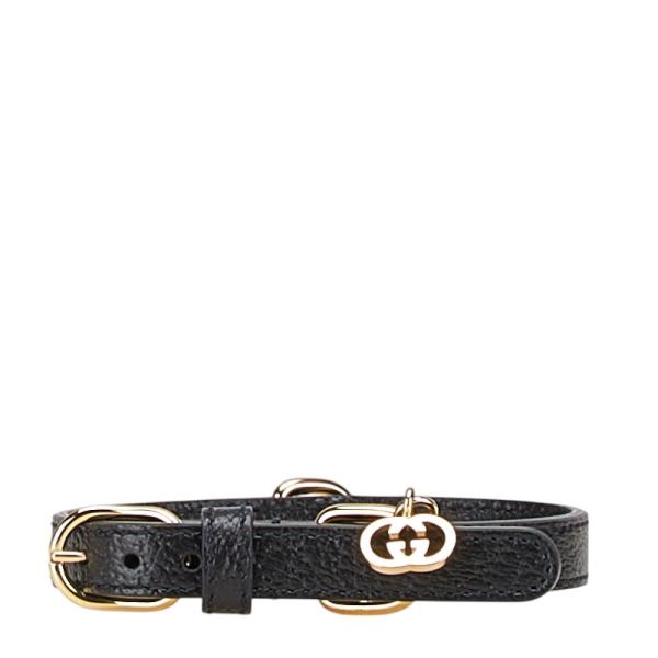 グッチ エクストラスモール インターロッキングG ドッグウェア ペット用品 692946 ブラック レザー レディース GUCCI 【中古】 GUCCI（グッチ） エクストラスモール インターロッキングG ドッグ