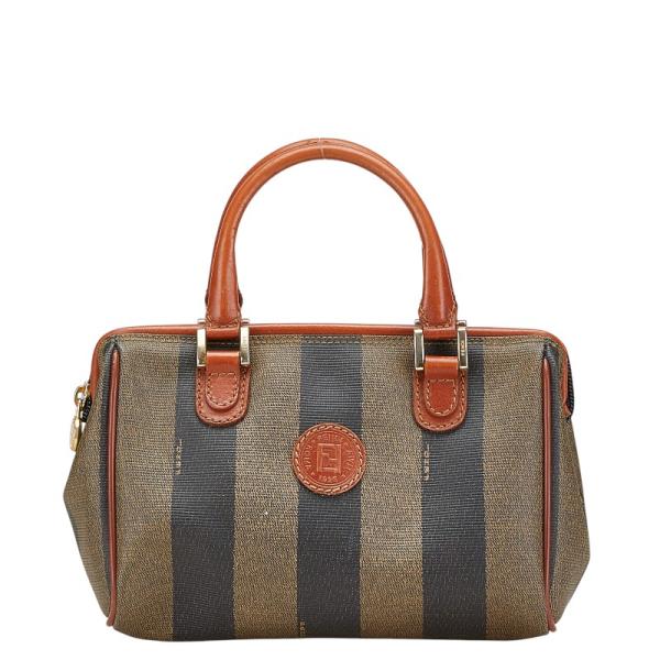 美品 FENDI フェンディ ミニボストンバッグ ぺカン柄 PVC レザー