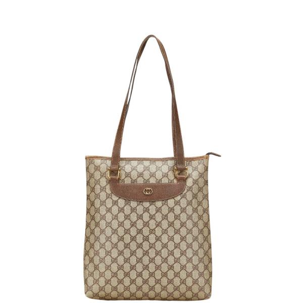 【美品】グッチ トートバッグ GGスプリーム PVC レザー ベージュ GUCCI（グッチ） オールドグッチ GGスプリーム ハンドバッグ トート