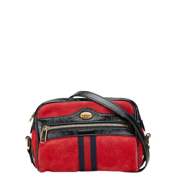 グッチ シェリーライン 斜め掛け ショルダーバッグ 517350 レッド マルチカラー スウェード レザー レディース GUCCI 【中古】 GUCCI（グッチ） シェリーライン 斜め掛け ショルダーバッグ 517350