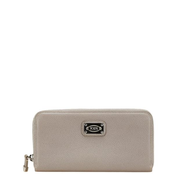 良品 トッズ ロゴプレート ラウンドジップ レザー ウォレット 財布 イタリア製 TOD'S - 良品 トッズ ロゴプレート ラウンドジップ レザー