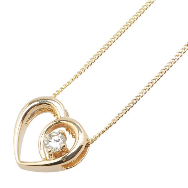 K18YG イエローゴールド ダイヤ0.11ct ハート モチーフ ペンダント
