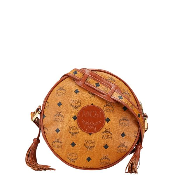 新品正規品 MCM レザー ヴィセトス柄 ショルダーバッグ 定価97,900円 MCM エム シー ヴィセトス ロゴグラム タッセル ショルダーバッグ