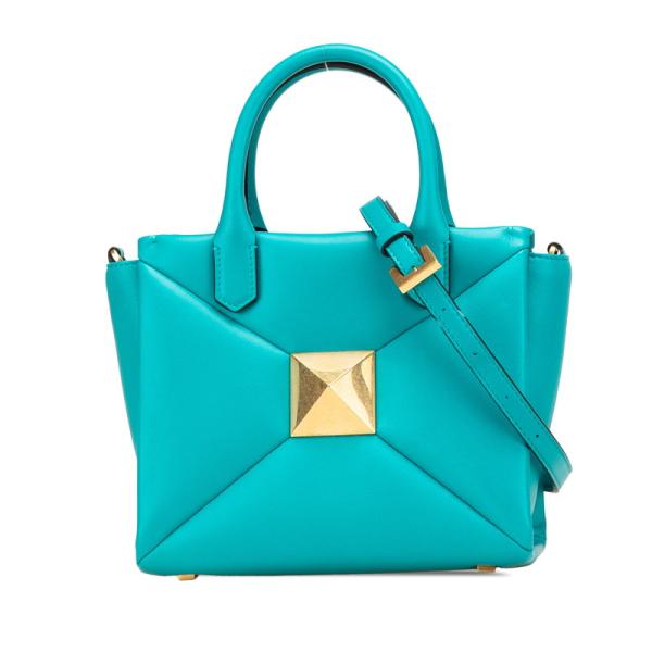 ヴァレンティノ スタッズ ショルダーバッグ トートバッグ 2WAY グリーン レザー レディース VALENTINO 【中古】 VALENTINO（ヴァレンティノ） ワンスタッズ トートバッグ ショルダー