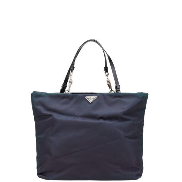PRADA プラダ 三角ロゴプレート トートバッグ ハンドバッグ ネイビー 