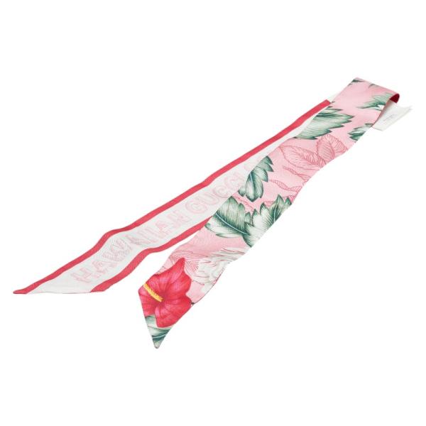 GUCCI グッチ フラワー 花柄 ネックボウ スカーフ 631432 ピンク