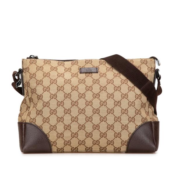 グッチ GGキャンバス ショルダーバッグ 114273 茶　斜めがけ　レザー GUCCI（グッチ） GGキャンバス 斜め掛け ショルダーバッグ 114273
