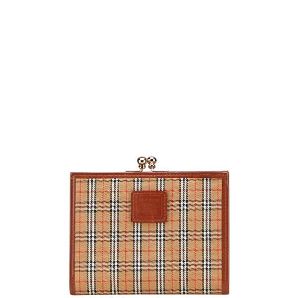 ⭐️未使用⭐️　バーバリー　ノバチェック　二つ折り財布　レザー　ブラウン BURBERRY バーバリー ノバチェック 二つ折り財布 Wホック レザー