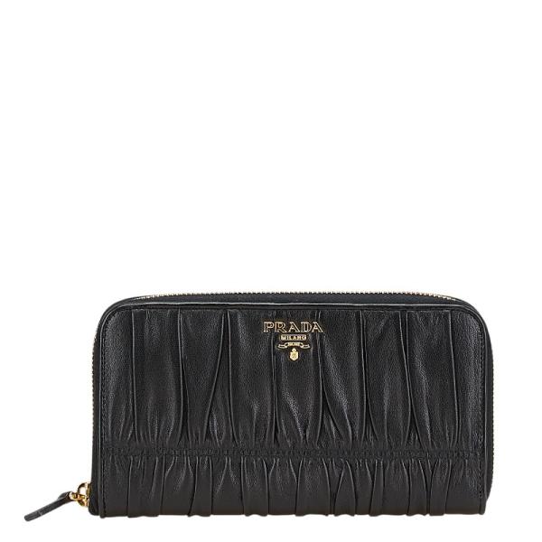 PRADA（プラダ） ナッパゴーフル 長財布 ブラック レザー レディース