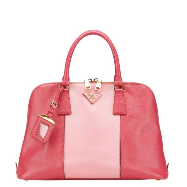 PRADA（プラダ） 三角ロゴプレート ハンドバッグ ピンク サフィアーノ