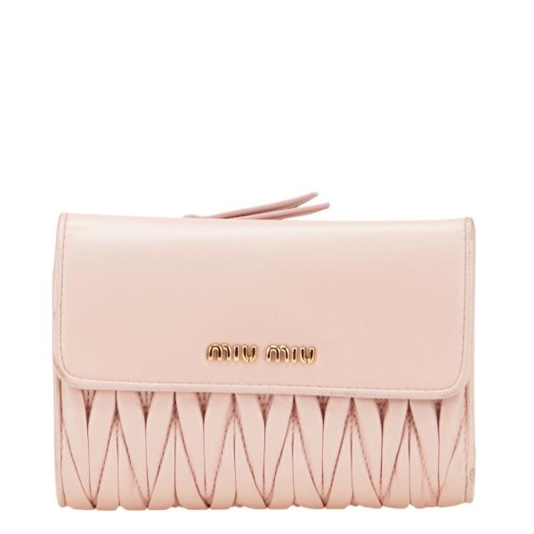 でら様miu miu ミュウミュウ 三つ折り財布 ♡ピンク マテラッセ最安値 miu miu（ミュウミュウ） マテラッセ 二つ折り財布 5ML225 ピンク