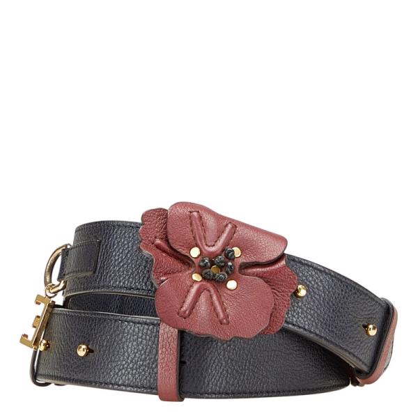 クロエ フラワー 花  ショルダーストラップ ネイビー ワインレッド レザー レディース Chloe 【中古】 Chloe（クロエ） フラワー 花 ショルダーストラップ ネイビー ワイン