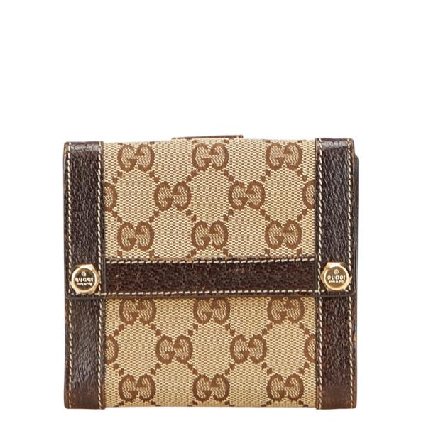 GUCCI グッチ GGキャンバス 二つ折り財布 154117 ベージュ