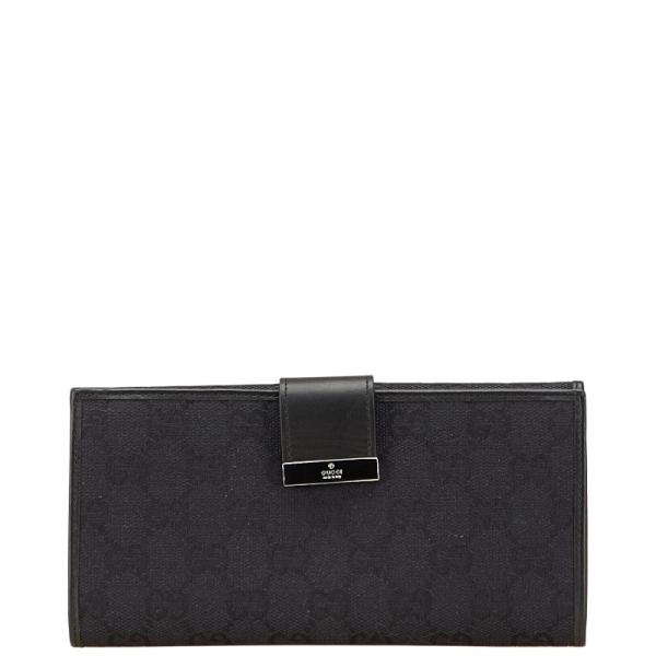 極美品　GUCCI グッチ　長財布　レザー×キャンバス　バンブー　ブラック　希少 グッチ(GUCCI) バンブー(bamboo) 中古 メンズ長財布 | 通販