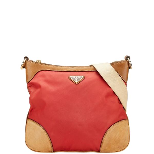 PRADA プラダ ナイロン ハンドバッグ 三角ロゴプレート ブラウン PRADA プラダ 三角ロゴプレート 斜め掛け ショルダーバッグ